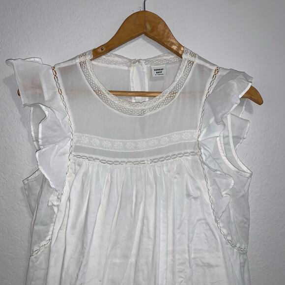 Anthropologie Sunday Best White Flutter Sleeve Shift Mini Dress - Picture 3 of 9